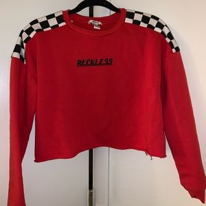 Red RECKLESS cropped pullover